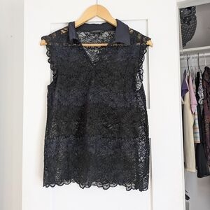 Lace top blue and black stripe